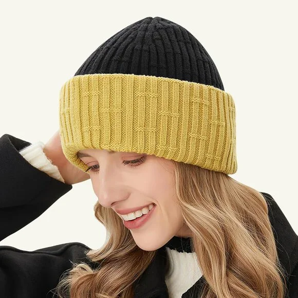 Men's Black Yellow Balaclava Ski Mask Beanie Ski Face Mask Winter Warm Skull Cap